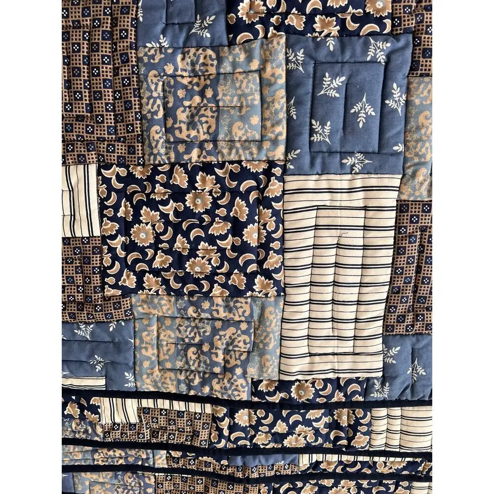 Pottery Barn 6 Piece 100% Organic Cotton Quilted Placemats Blue Tones Patchwork